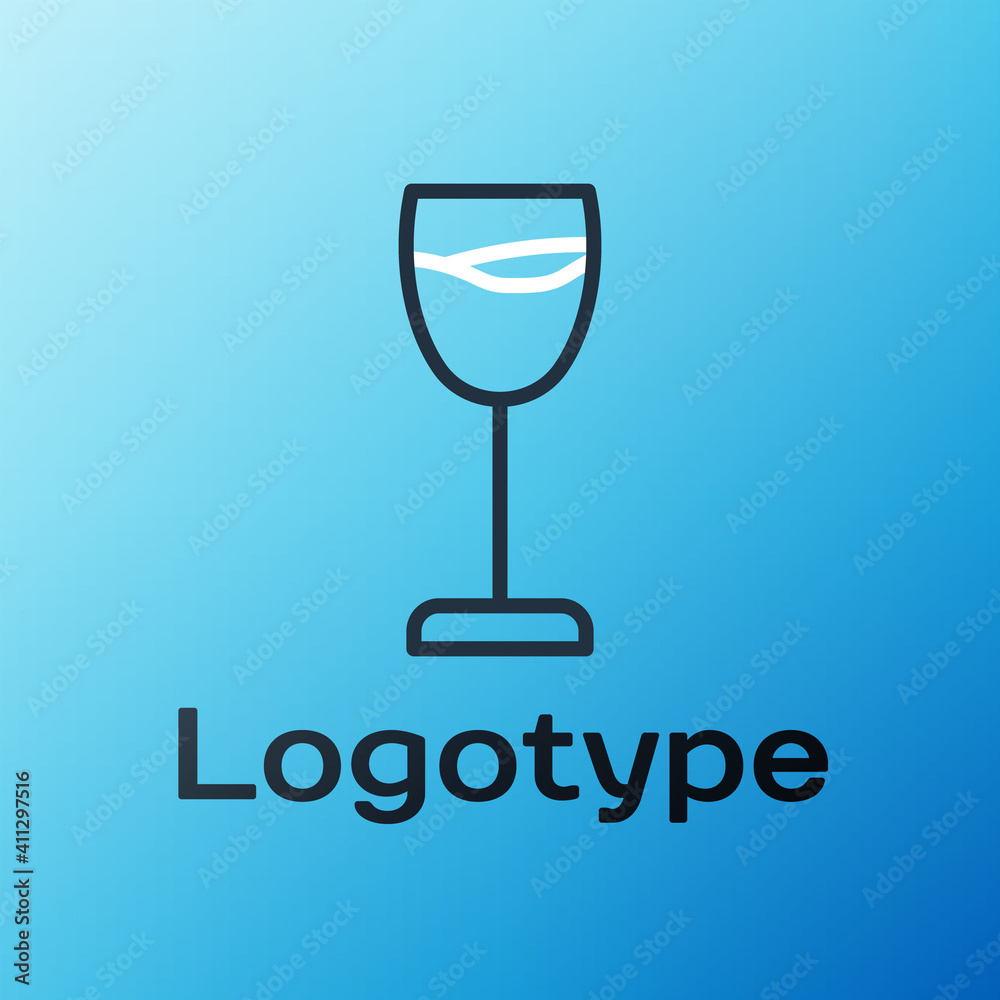 Line Wine glass icon isolated on blue background. Wineglass sign. Colorful outline concept. Vector.