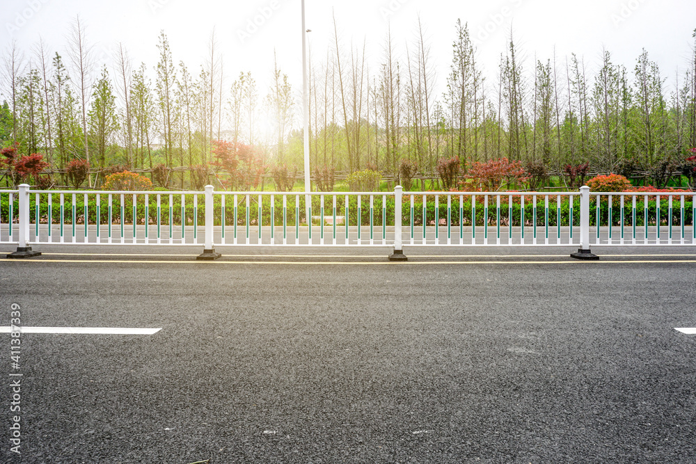 Asphalt ground and landscaping natural landscape