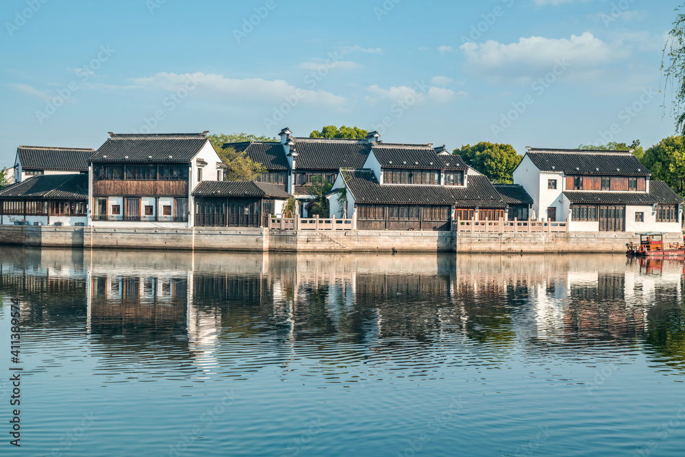 Street view of old buildings in Suzhou ancient town