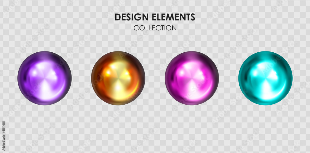 Collection set of realistic 3d render metallic color gradient geometric shapes objects elements for 