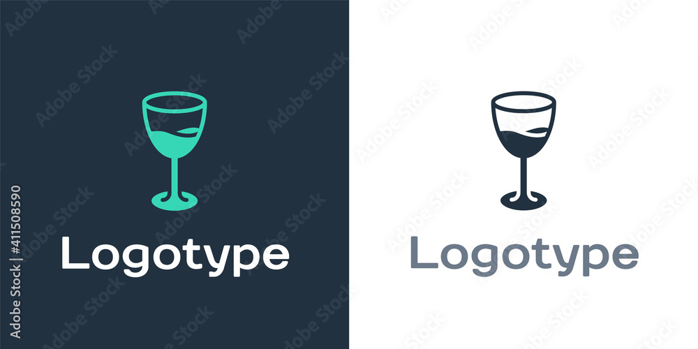 Logotype Wine glass icon isolated on white background. Wineglass sign. Logo design template element.