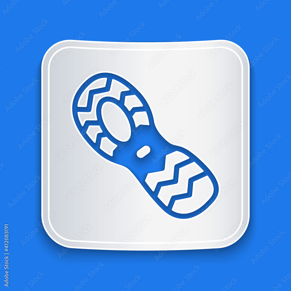 Paper cut Human footprints shoes icon isolated on blue background. Shoes sole. Paper art style. Vect