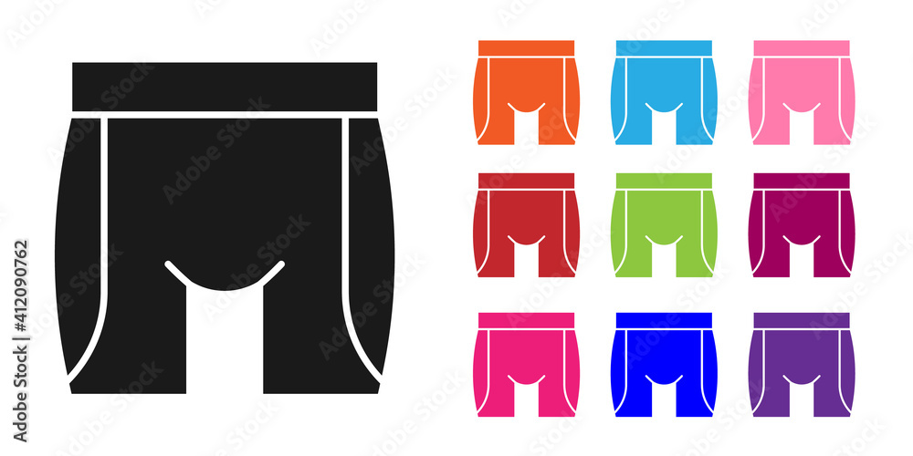 Black Cycling shorts icon isolated on white background. Set icons colorful. Vector.