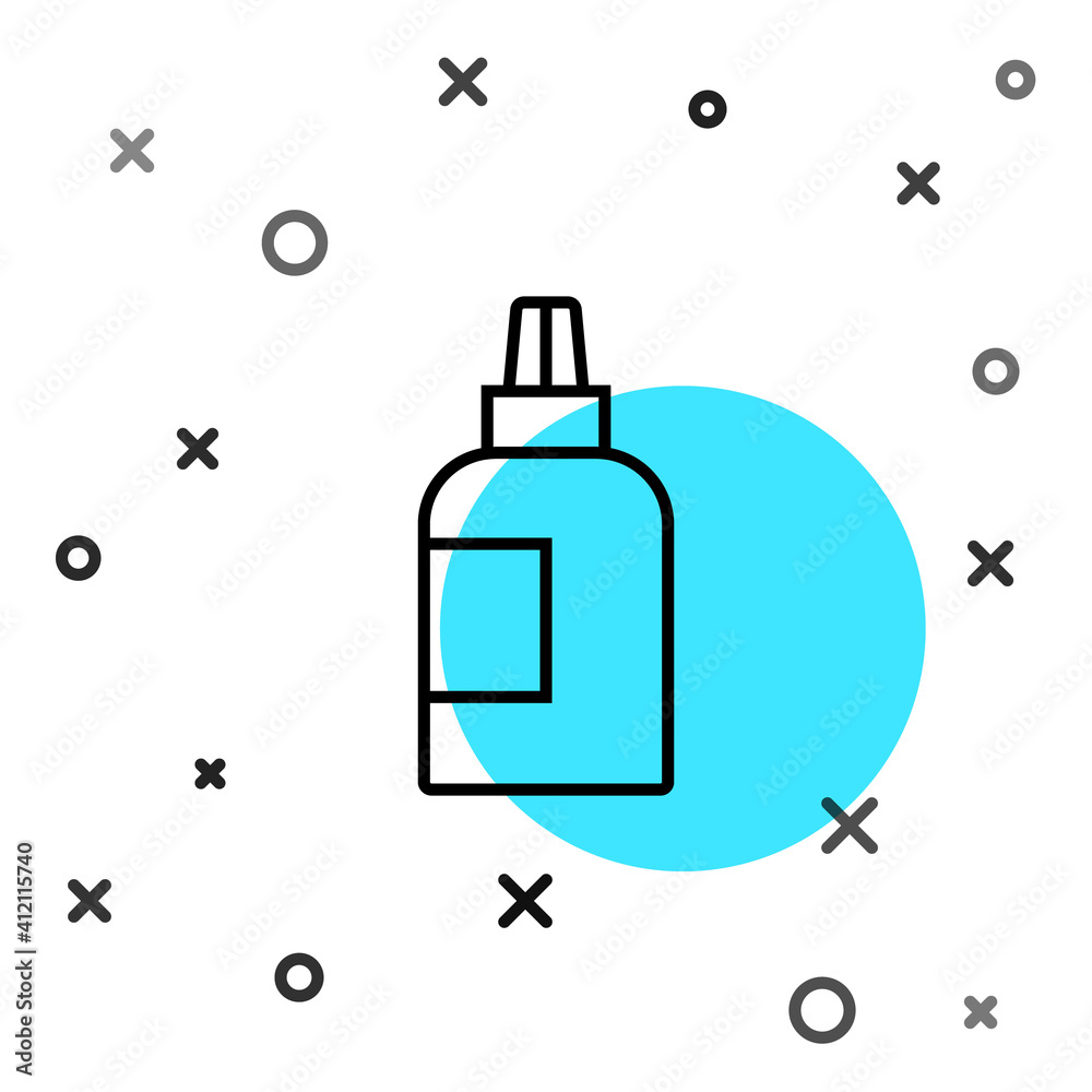 Black line Paint, gouache, jar, dye icon isolated on white background. Random dynamic shapes. Vector