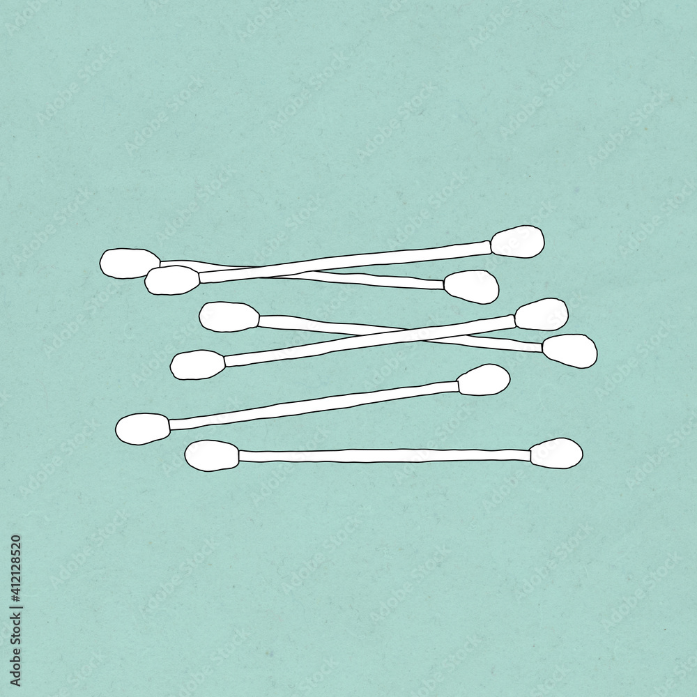 Natural cotton buds vector doodle illustration