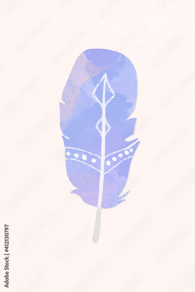 Boho style pastel feather vector