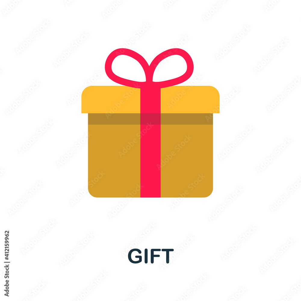 Gift flat icon. Color simple element from customer loyalty collection. Creative Gift icon for web de