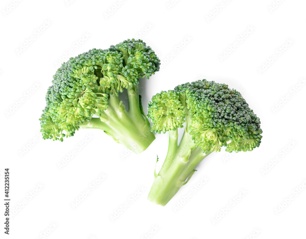 Fresh broccoli cabbage on white background