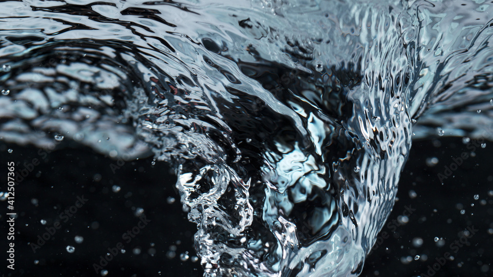 Detail of whirling water with bubbles