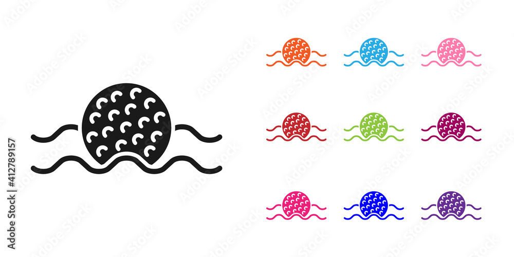 水中黑色高尔夫球图标在白色背景上隔离。将图标设置为彩色。矢量。