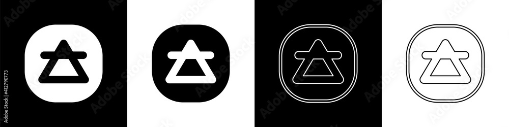 Set Air element of the symbol alchemy icon isolated on black and white background. Basic mystic elem