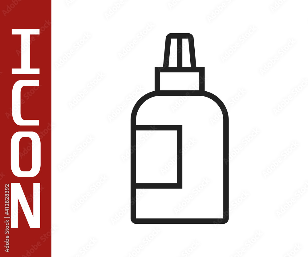 Black line Paint, gouache, jar, dye icon isolated on white background. Vector.