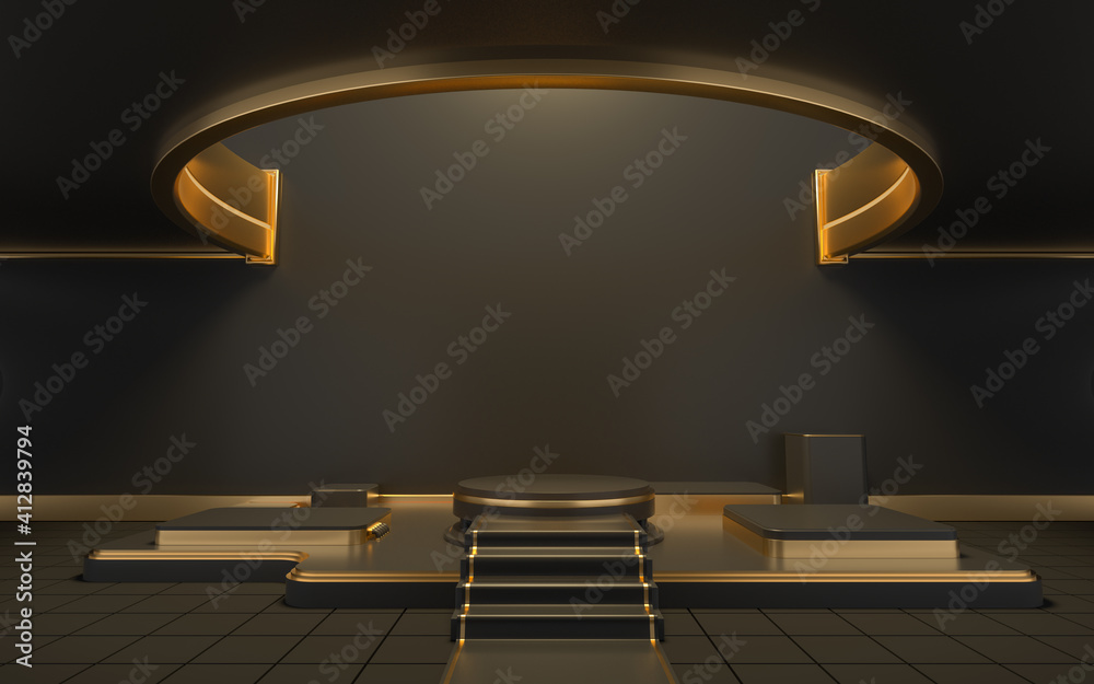 Empty round room with a hole on the ceiling, 3d rendering.