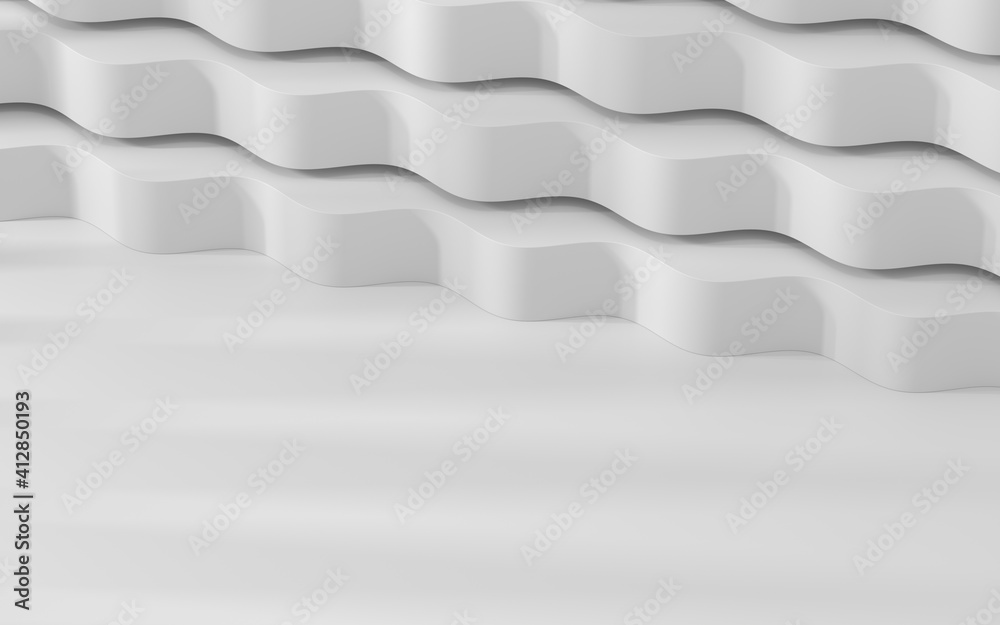 Empty floor with wave pattern, 3d rendering.