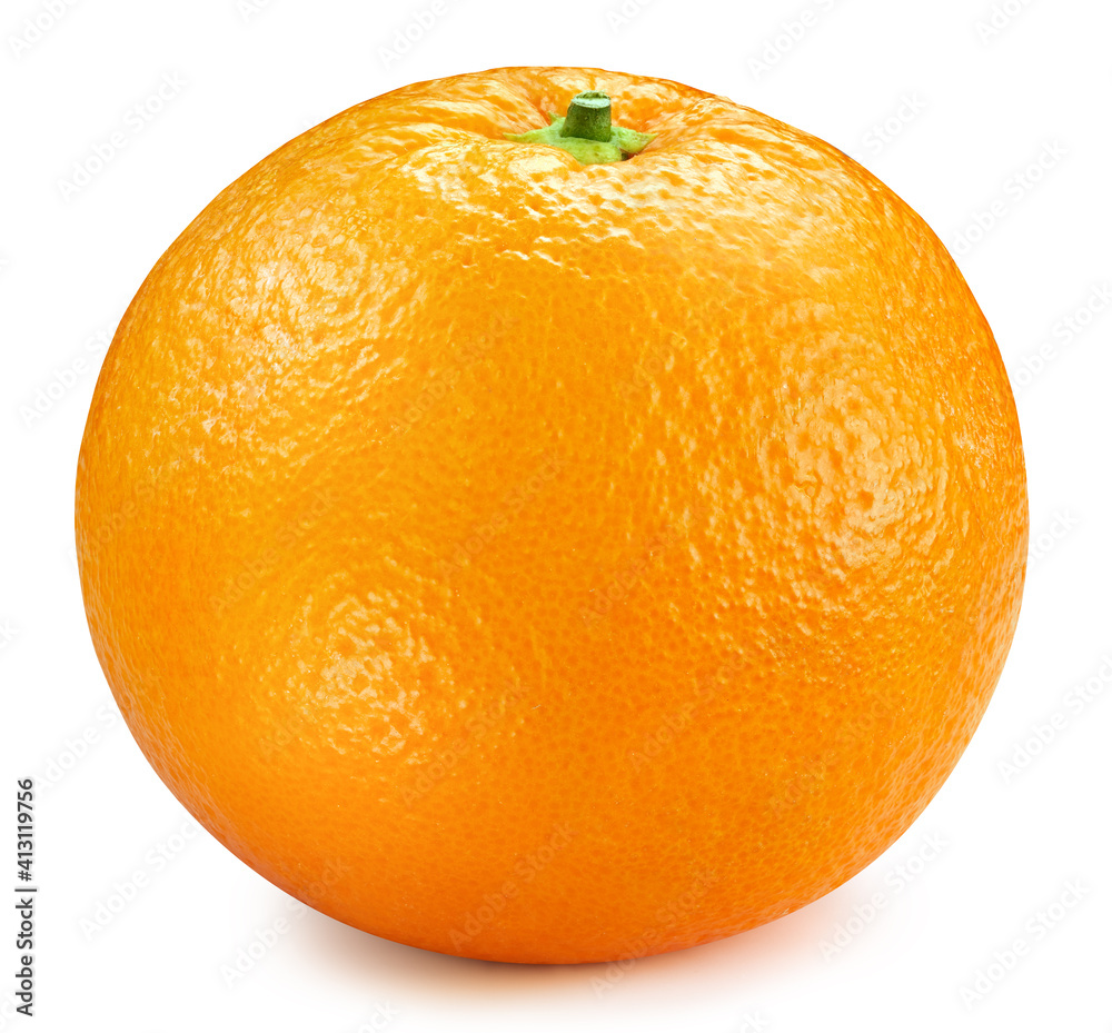 Single orange isolated on white background