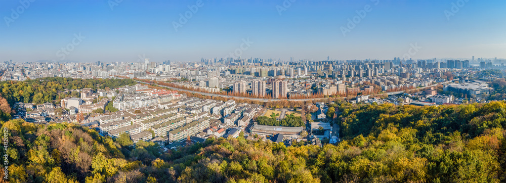 杭州古城城黄阁古建筑景区航拍