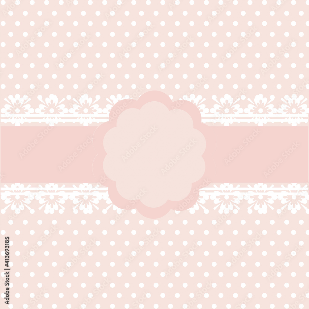 White spots in rows and pale pink frame on pale pink background