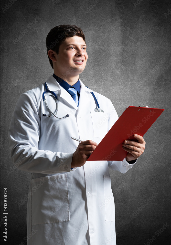 Doctor with tablet for documents