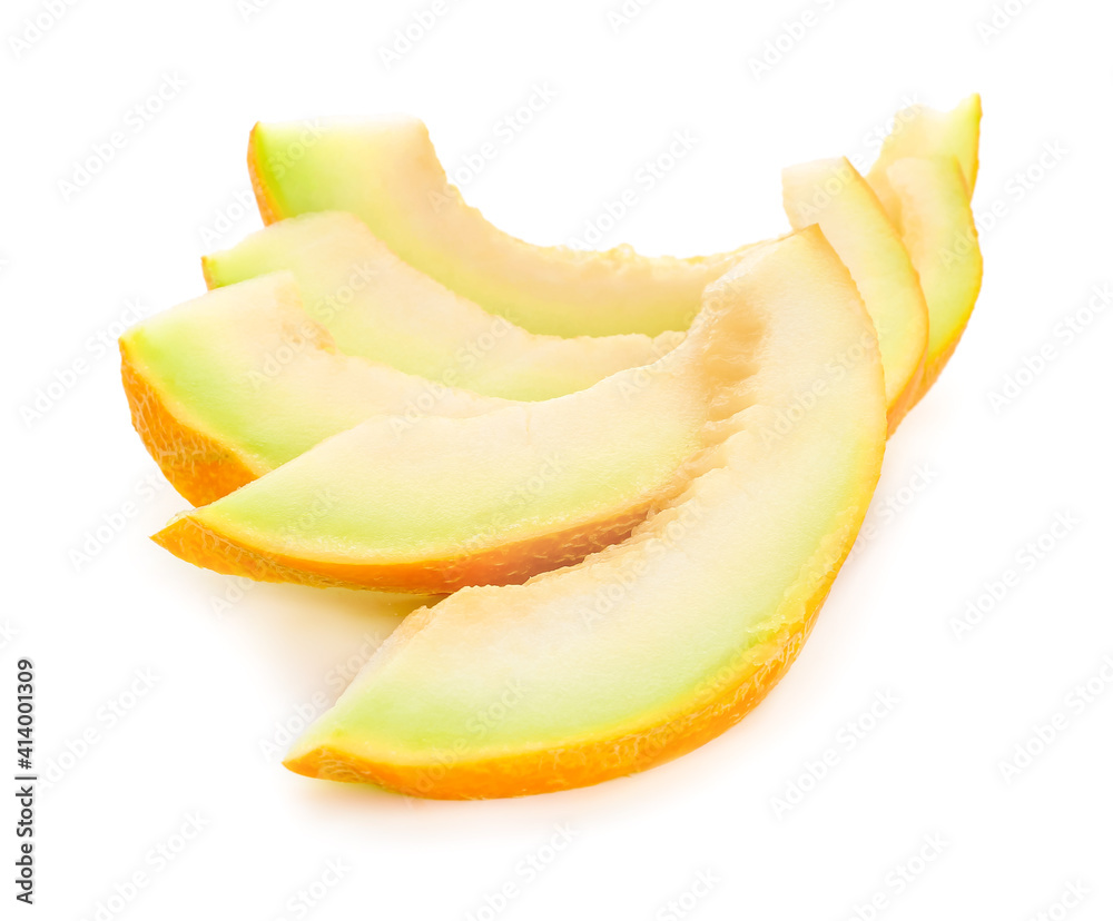 Sweet cut melon on white background