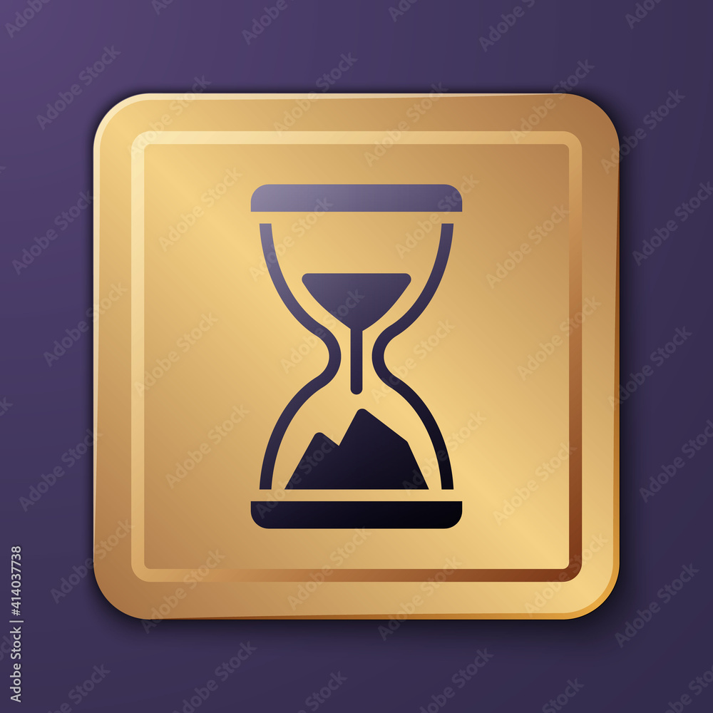 Purple Old hourglass with flowing sand icon isolated on purple background. Sand clock sign. Business