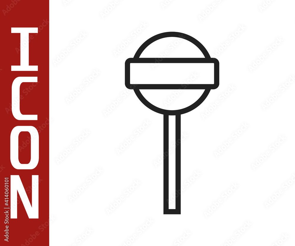 Black line Lollipop icon isolated on white background. Food, delicious symbol. Vector.