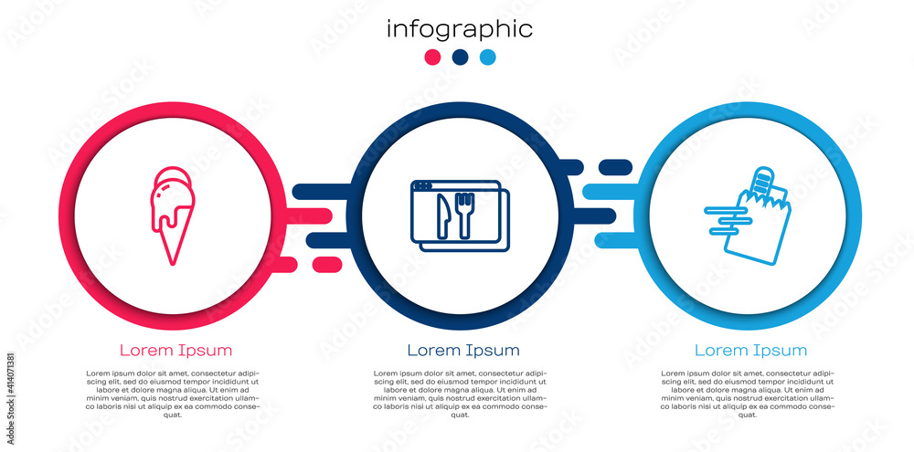 在线冰淇淋、在线订购和配送。商业信息图模板。矢量。