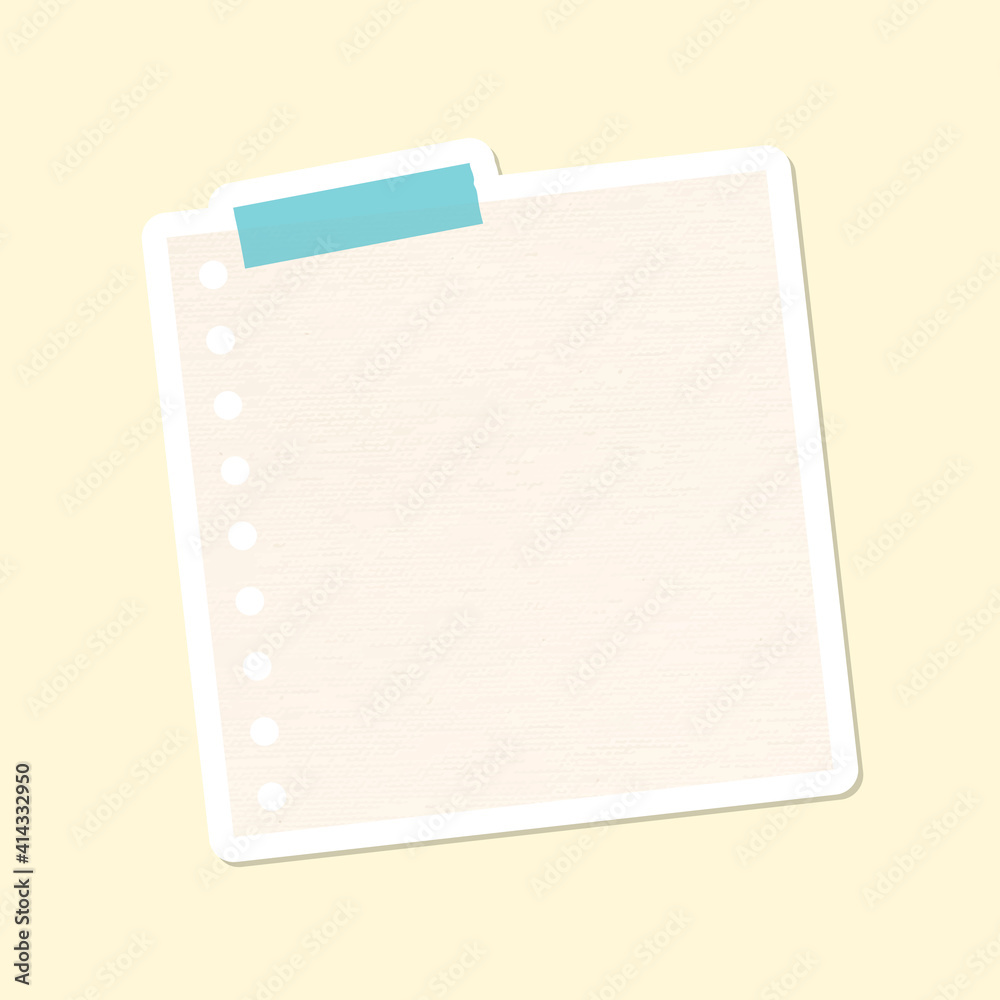 Beige hole punched notepaper journal sticker vector