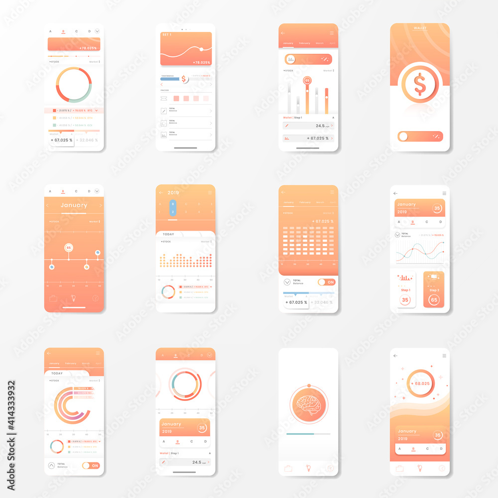 Orange and white stock trading infographic template design vector