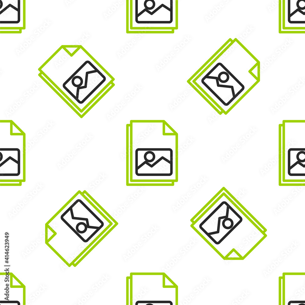 Line Picture landscape icon isolated seamless pattern on white background. Vector Illustration.