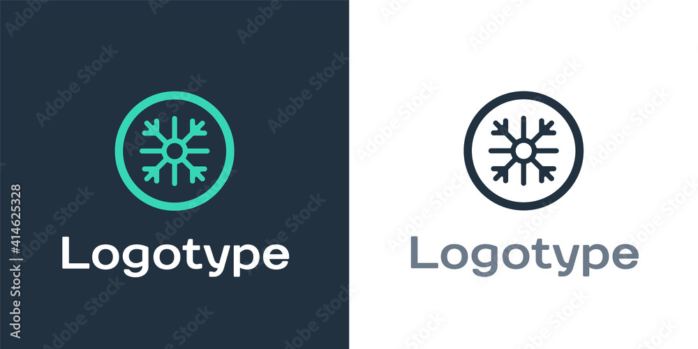 Logotype Snowflake icon isolated on white background. Logo design template element. Vector.