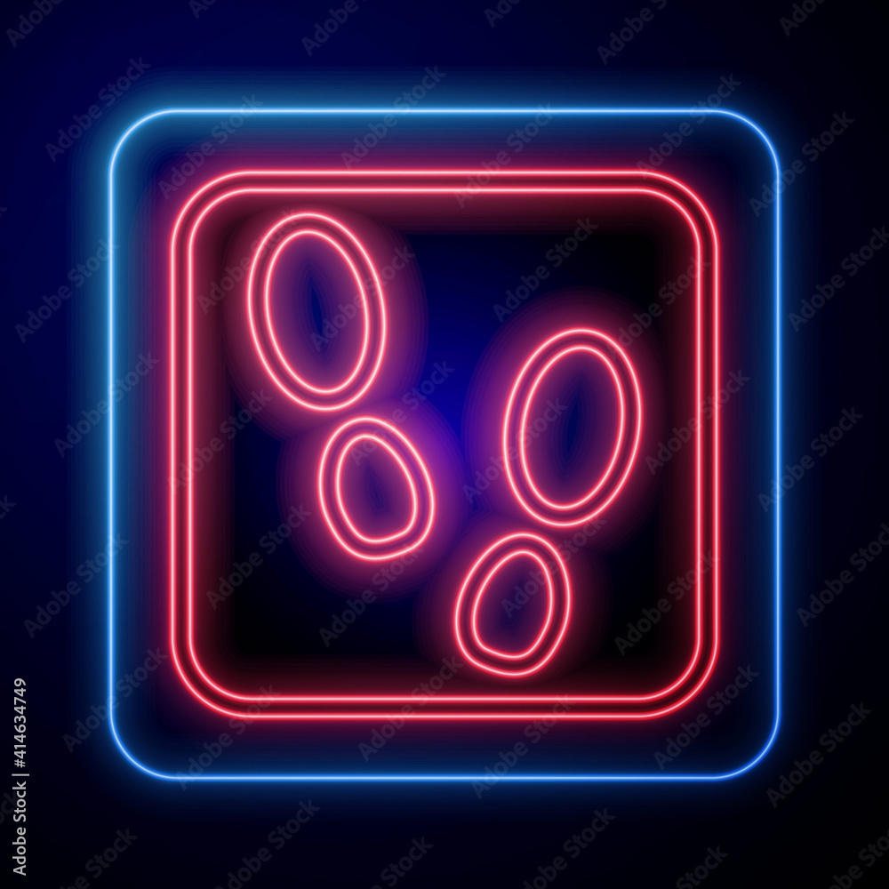 Glowing neon Human footprints shoes icon isolated on black background. Shoes sole. Vector.