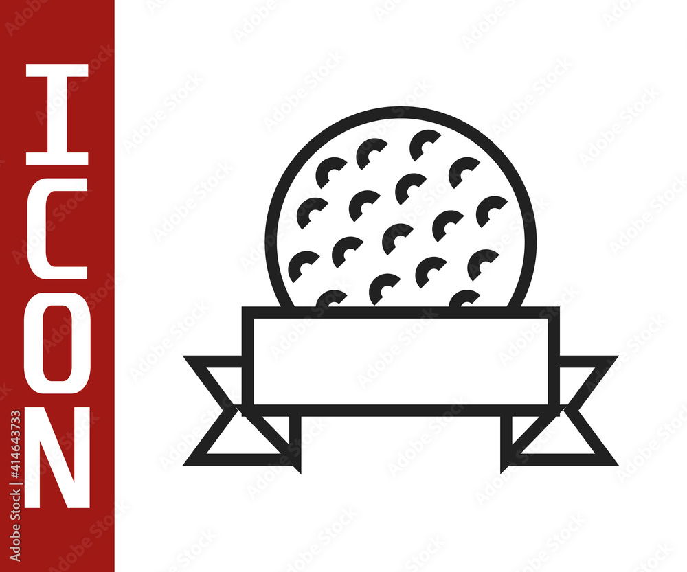 Black line Golf ball icon isolated on white background. Vector.