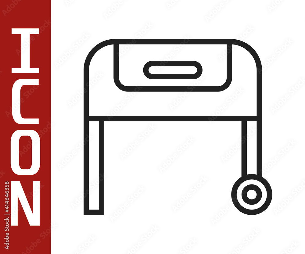 Black line Barbecue grill icon isolated on white background. BBQ grill party. Vector.