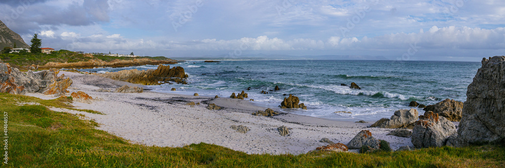 View from Kammabaai Beach across Walker Bay. Hermanus. Whale Coast. Overberg. Western Cape. South Af