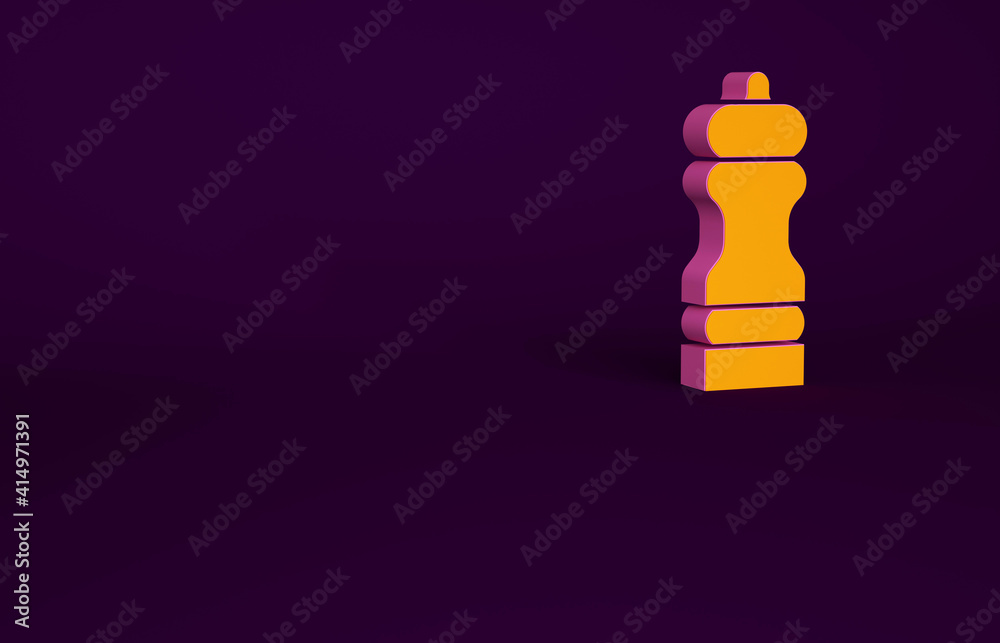 Orange Pepper icon isolated on purple background. Cooking spices. Minimalism concept. 3d illustratio