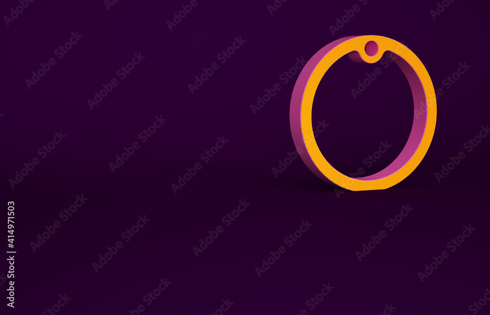 Orange Cutting board icon isolated on purple background. Chopping Board symbol. Minimalism concept. 