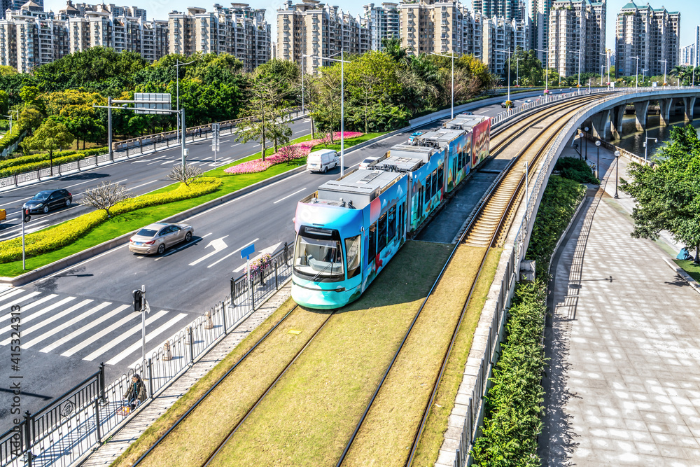 Guangzhou City Light Rail train in China