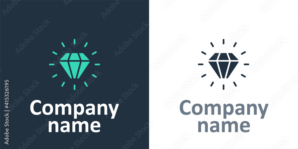 Logotype Diamond icon isolated on white background. Jewelry symbol. Gem stone. Logo design template 