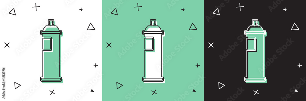 Set Paint spray can icon isolated on white and green，black background.Vector（设置喷漆可以在白色和绿色、黑色背景上隔离图标。