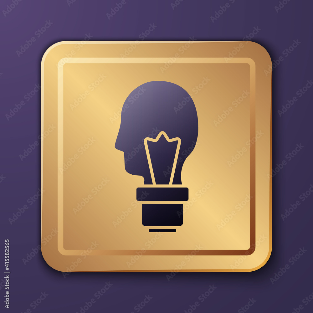 Purple Light bulb with concept of idea icon isolated on purple background. Energy and idea symbol. I