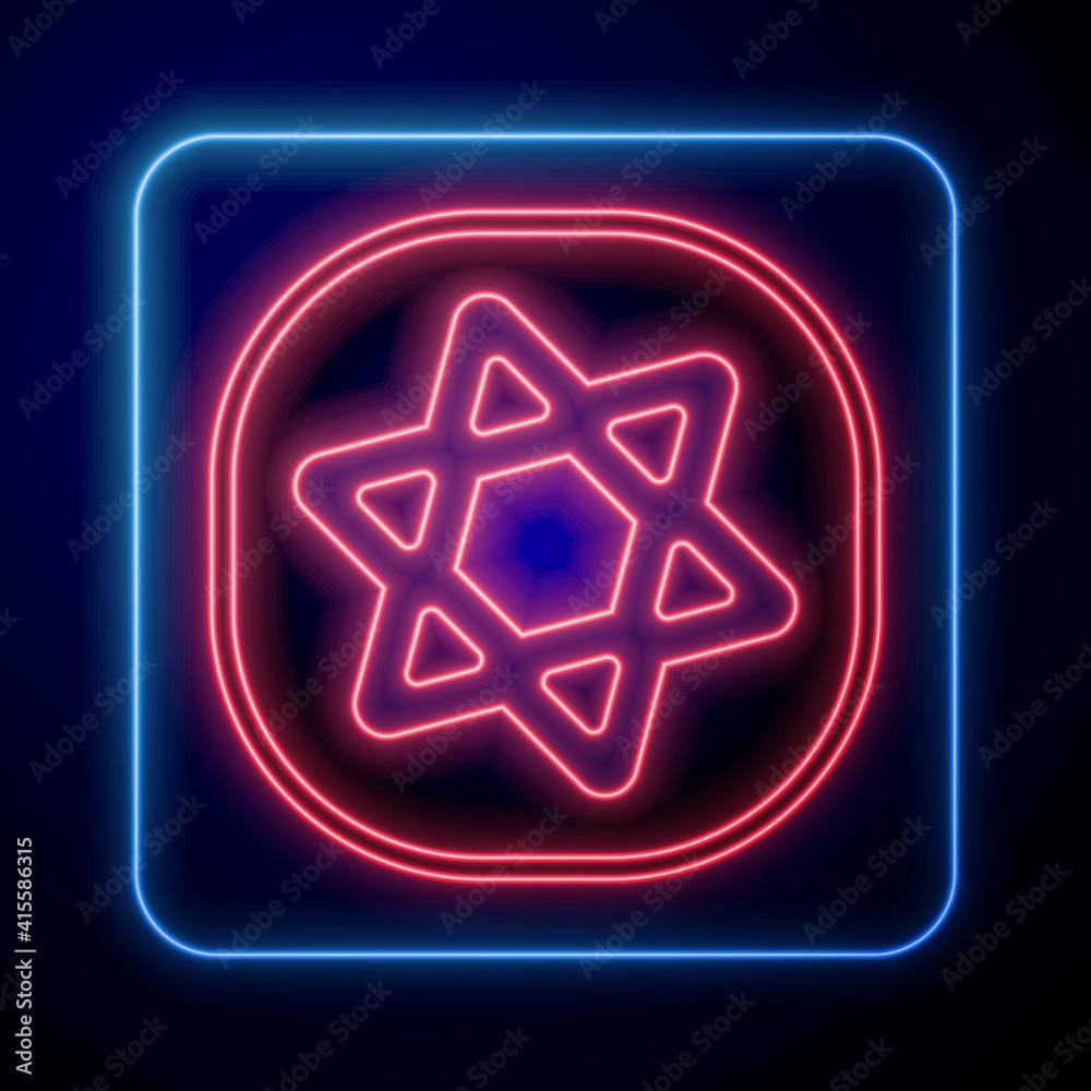 Glowing neon Tarot cards icon isolated on black background. Magic occult set of tarot cards. Vector.