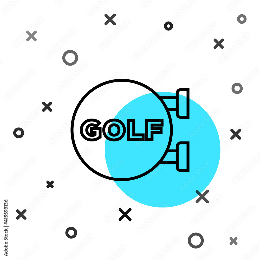 Black line Golf sport club icon isolated on white background. Random dynamic shapes. Vector.