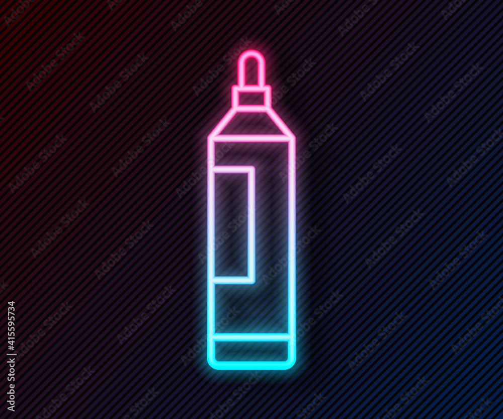 Glowing neon line Marker pen icon isolated on black background. Vector.