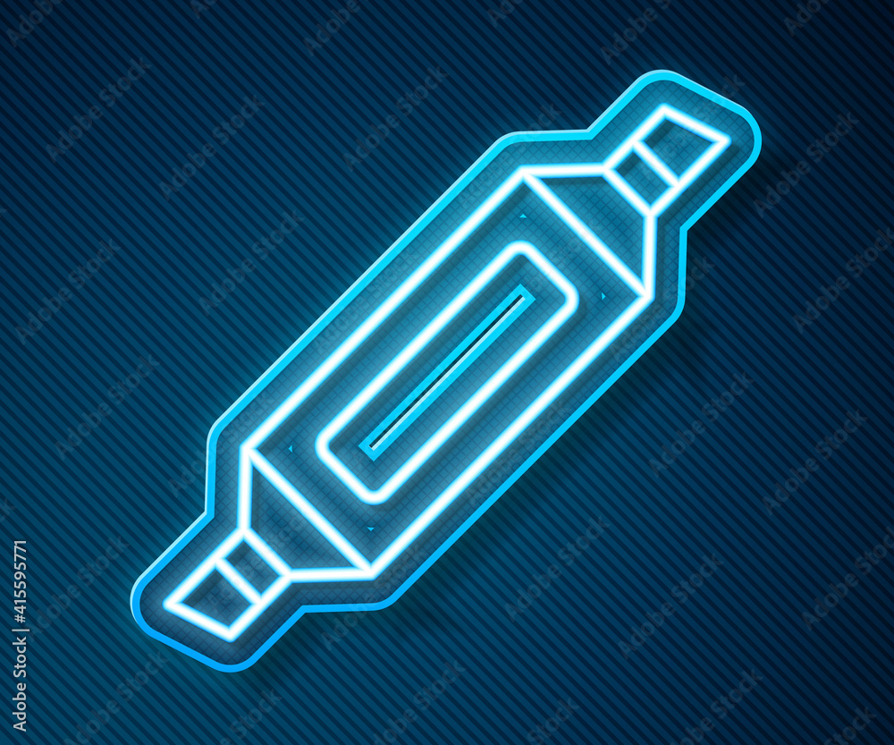 Glowing neon line Marker pen icon isolated on blue background. Vector.