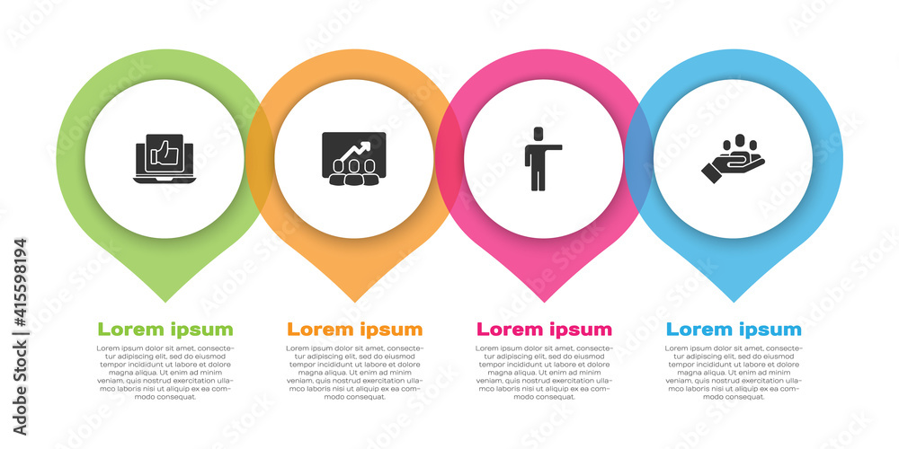 Set Hand like, Project team base, Head hunting and for search people. Business infographic template.