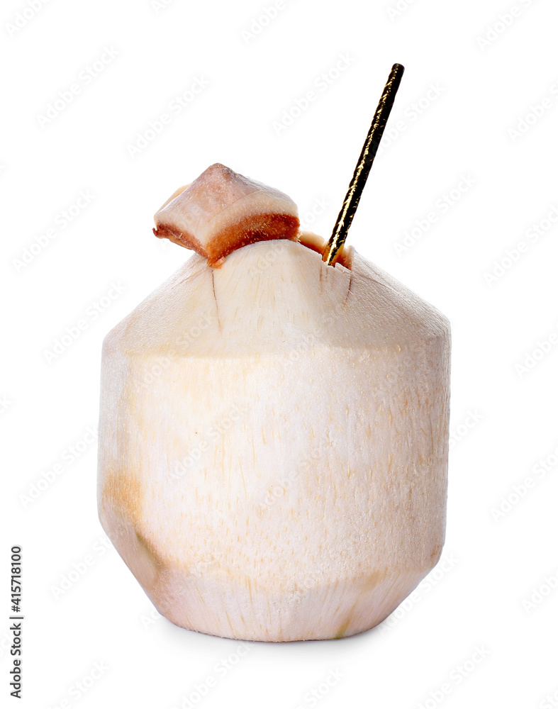 Fresh coconut on white background