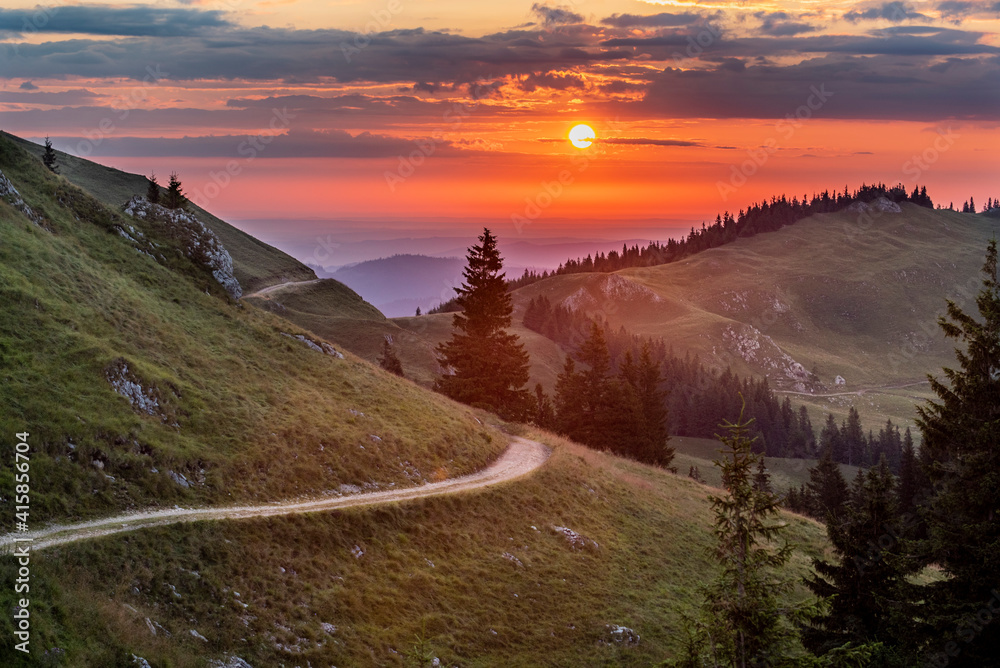 sunset over the mountains