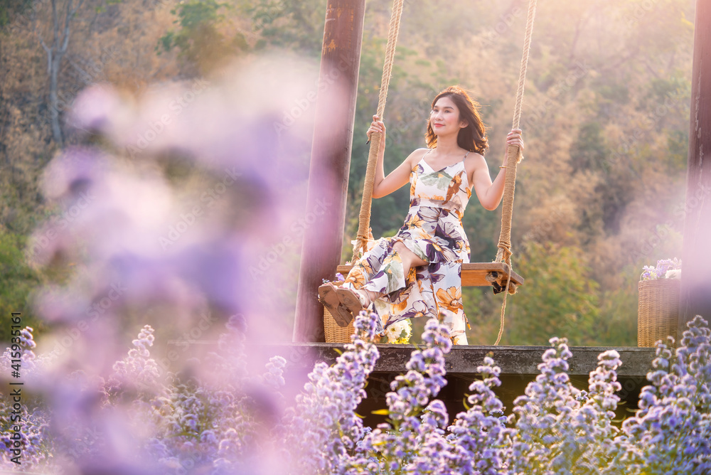 woman and flower at garden