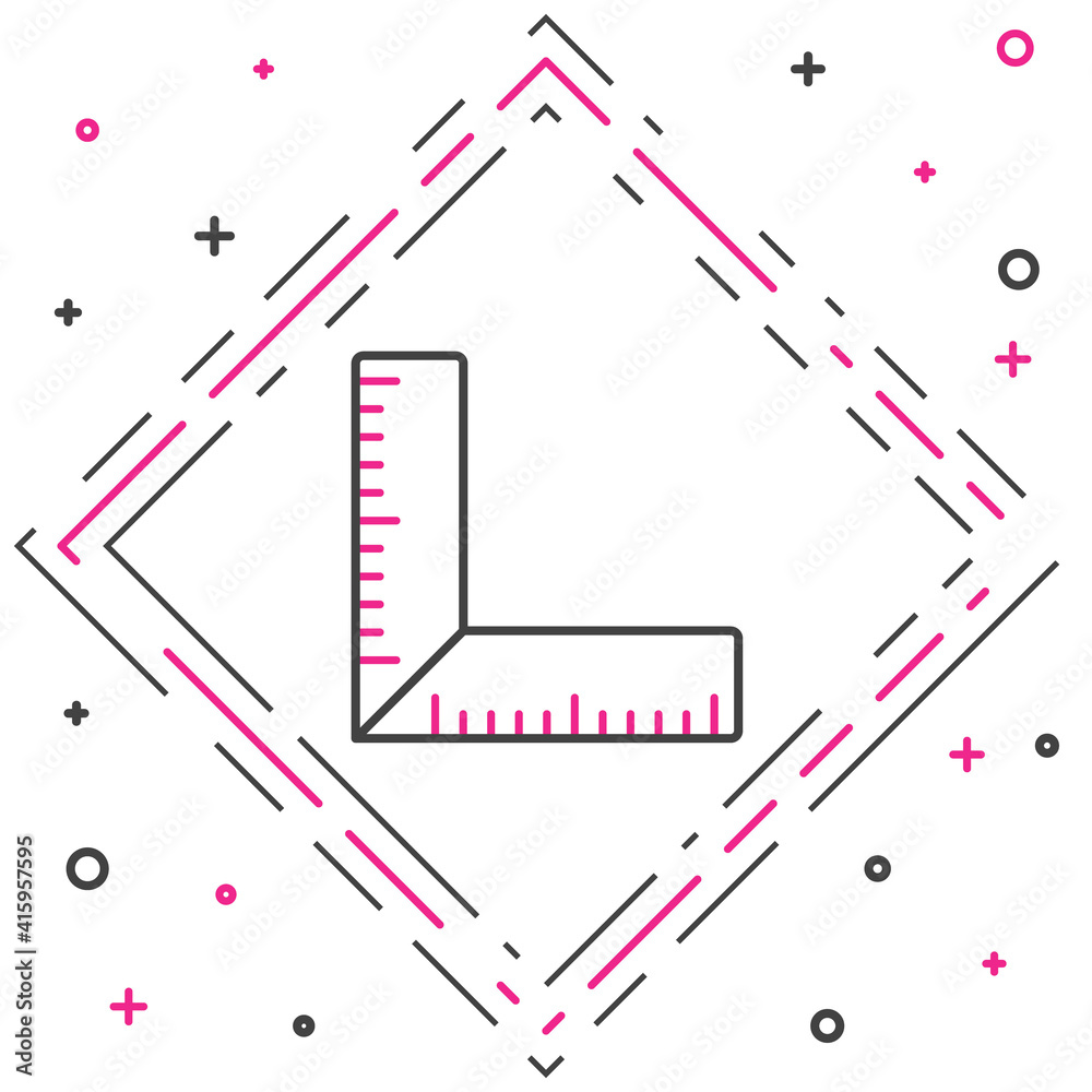 线条角尺图标隔离在白色背景上。Setsquare，角尺，木工，测量ut