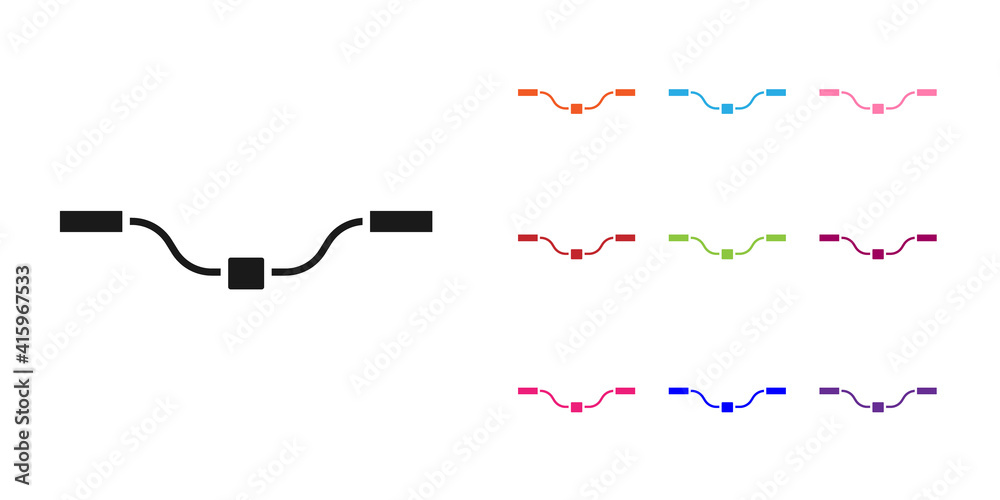 黑色自行车车把图标隔离在白色背景上。将图标设置为彩色。矢量。